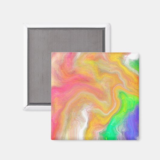 Koraal, blauw, groen, roze Abstracte vloeiende kun Magneet (Voorkant / Achterkant)