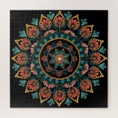 Koraal Blauw Mandala, Heilige Geometrie Boho Etnis Legpuzzel (Horizontaal)