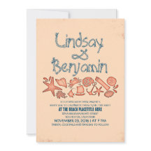 Koraal Blauw Nautische Zee Huwelijksuitnodigingen