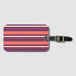 Koraal, blauw van de marine en wit vijf strepen pa bagagelabel