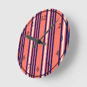 Koraal, blauw van de marine en wit vijf strepen pa ronde klok (Hoek)