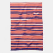 Koraal, blauw van de marine en wit vijf strepen pa theedoek (Verticaal)
