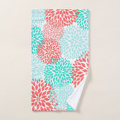 Koraal Blauwgroen Aqua dahlia baddecor Bad Handdoek (Handdoek)