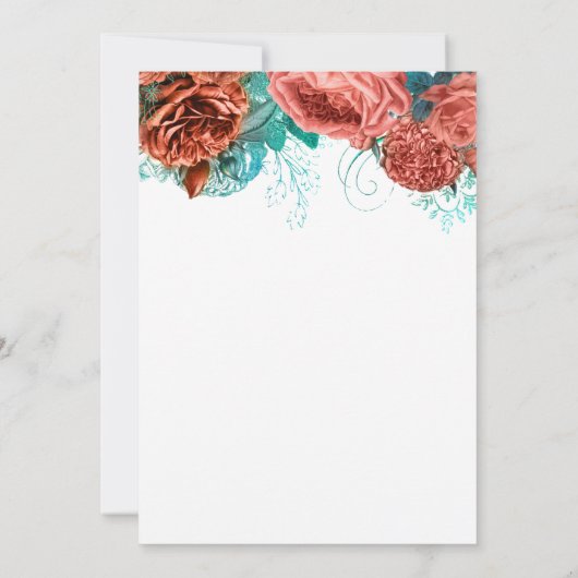 Koraal Blauwgroen Blauw Bloemen 80ste Verjaardagsf Kaart (Achterkant)