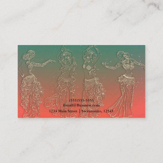 Koraal Blauwgroen buikdanslessen Dansers Dans Visitekaartje (Achterkant)