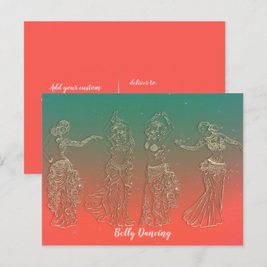 Koraal Blauwgroen dansdanseres danslessen Briefkaart (Voorkant / Achterkant)