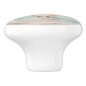 Koraal, Blauwgroen en Tan Beach Wood - Nautical Se Keramische Knop (Zijkant)