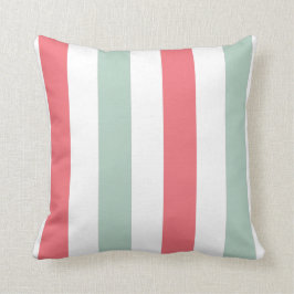 Koraal, Blauwgroen en wit gestreept Kussen