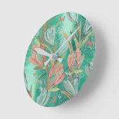 Koraal - Blauwgroen - Floral Coffe Blue Ivory Butt Ronde Klok (Hoek)