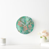 Koraal - Blauwgroen - Floral Coffe Blue Ivory Butt Ronde Klok (Huis)