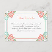 Koraal - Blauwgroen groen - hedendaags huwelijk Informatiekaartje