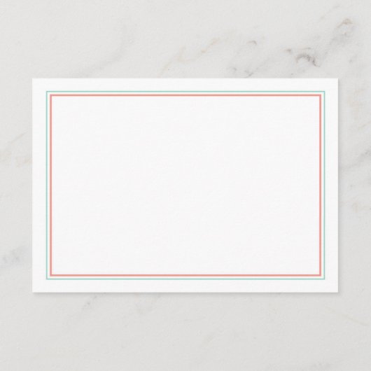 Koraal - Blauwgroen groen - hedendaags huwelijk Informatiekaartje (Achterkant)