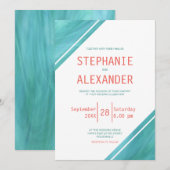 Koraal Blauwgroen huwelijk Kaart (Voorkant / Achterkant)