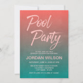 Koraal Blauwgroen Jubileum op zaterdag Pool Party Kaart (Voorkant)