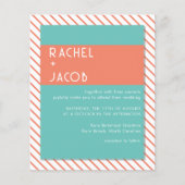 Koraal & Blauwgroen Retro Zomer Bruiloft Uitnodigi (Voorkant)