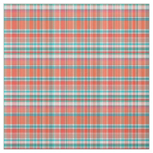 Koraal, Blauwgroen, wit preppy Madras Style, spele Stof