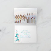 Koraal, Blauwgroen, Witte Bestemmingsbruiloft Bedankkaart (Binnen)