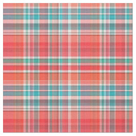 Koraal, Blauwgroen, Witte Preppy Madras Stijl Plai Stof
