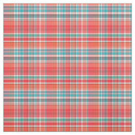 Koraal, Blauwgroen, Witte Preppy Madras Stijl Plai Stof