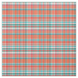 Koraal, Blauwgroen, Witte Preppy Madras Stijl Plai Stof