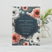 Koraal Bloei Droevige Romantische Bruiloft Kaart (Staand voorkant)