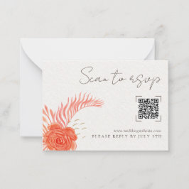 Koraal Bloem QR Code Trouw Online RSVP Kaart Notitiekaartje