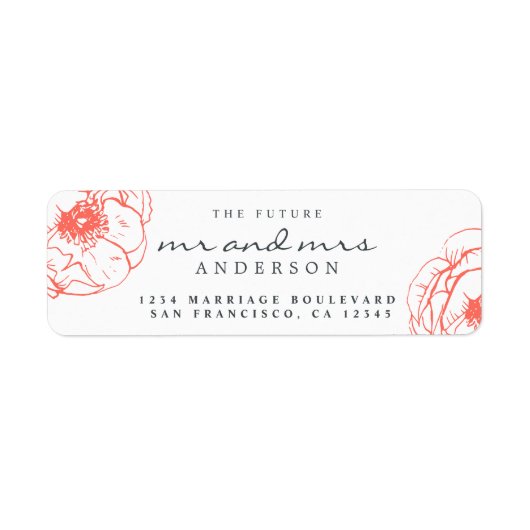 Koraal Bloem Toekomst Dhr Mevrouw Trouw Retouradre Etiket (Voorkant)