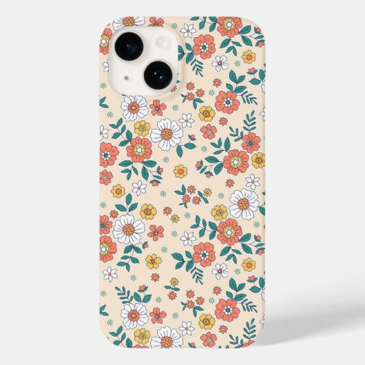 Koraal Bloem Tuin Patroon Case-Mate iPhone Case (Achterkant)