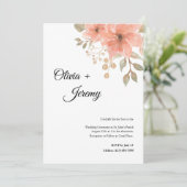 Koraal Bloemachtige Trouw Uitnodiging (Staand voorkant)