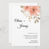Koraal Bloemachtige Trouw Uitnodiging (Voorkant / Achterkant)