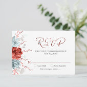 Koraal Bloemen Bruiloft RSVP (Staand voorkant)