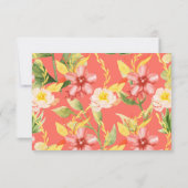 Koraal Bloemen Bruiloft RSVP Kaartje (Achterkant)