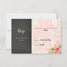 Koraal Bloemen Bruiloft RSVP