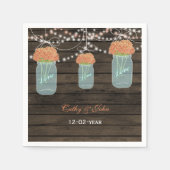 Koraal Bloemen Mason Jar Gepersonaliseerde bruilof Servetten (Voorkant)
