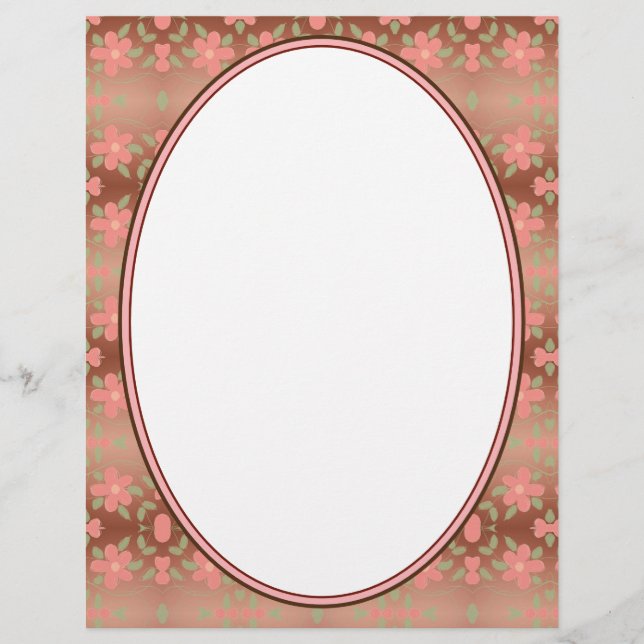 Koraal bloemen met bruin briefhoofd (Voorkant)