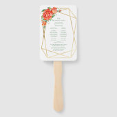 Koraal Bloemen Rozen Bruiloft Hand Fan Programma Handwaaier (Achterkant)
