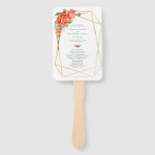 Koraal Bloemen Rozen Bruiloft Hand Fan Programma Handwaaier (Voorkant)