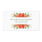 Koraal Bloemen Rozen Bruiloft Retouradres Labels (Voorkant)