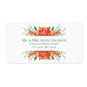 Koraal Bloemen Rozen Bruiloft Retouradres Labels