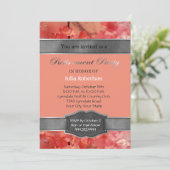 Koraal Bloemen Sparkle Pensioen Party Uitnodiginge Kaart (Staand voorkant)