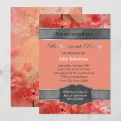 Koraal Bloemen Sparkle Pensioen Party Uitnodiginge Kaart (Voorkant / Achterkant)