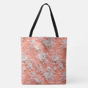 Koraal Bloemend Kant Grote Schoudertas Tote Bag