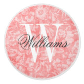 Koraal bloemenprint Monogram Keramische Knop (Voorkant)