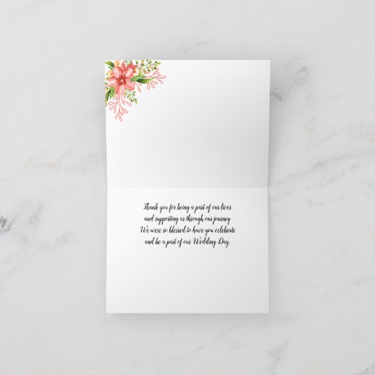 Koraal Bloemig Foto Bruiloft Bedankt (Binnen)