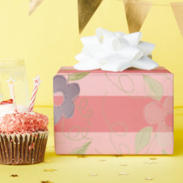 Koraal Bloemig Patroon Cadeaupapier