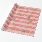 Koraal Bloemig Patroon Cadeaupapier (Uitgerold)