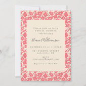 Koraal Bloemige Bruidsjurk Tuin Script Elegant Kaart (Voorkant)