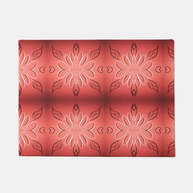   koraal bloemige Vloermat Deurmat (Voorkant)