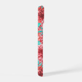 Koraal Bloemmotief & Monogram iPhone 15 Case (Rechterkant)