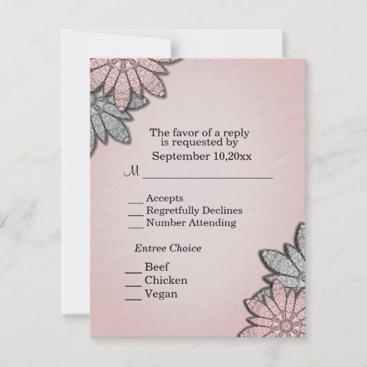 Koraal Bloemstuk RSVP met menu selectie Kaart (Voorkant)